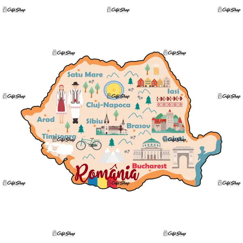 Harta, romania, orase, magnet frigider mgs003